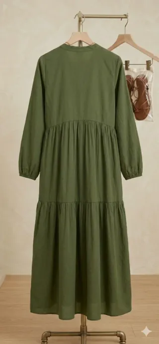 Vestido amplio de algodón verde
