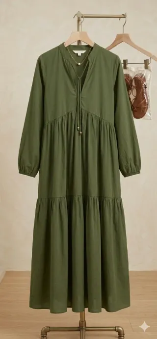 Vestido amplio de algodón verde