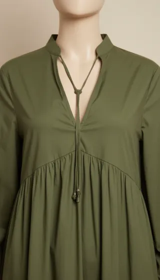 Vestido amplio de algodón verde