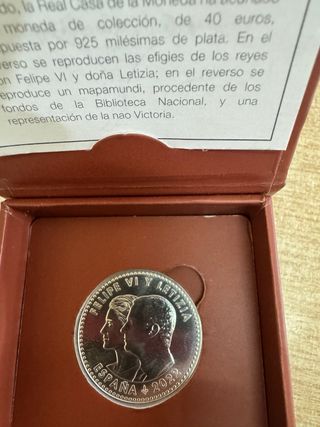 Moneda Plata 40€ España 2022 Felipe VI Letizia