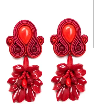 Pendientes flamenca largos rojos