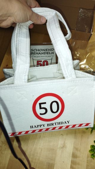 Bolsa regalo 50 cumpleaños + abridor
