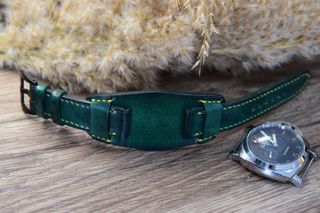 Correa de reloj militar Bund cuero verde