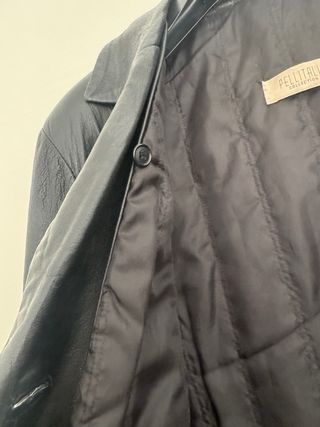 Trench Lungo Pelle Nera Vintage Pellitalia