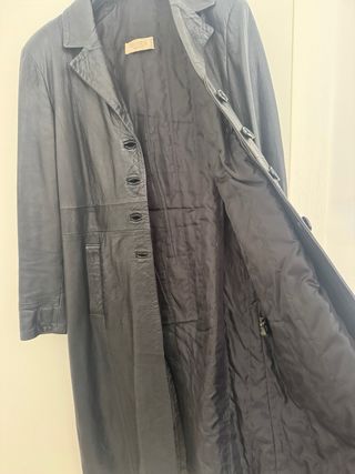 Trench Lungo Pelle Nera Vintage Pellitalia