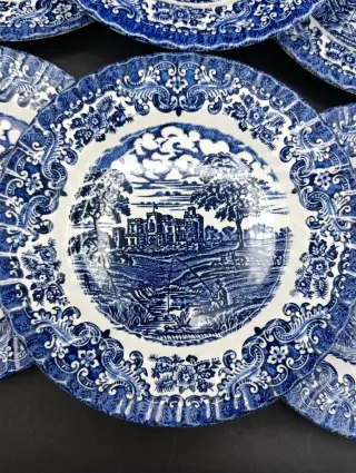 Set platos ingleses Hostess Azul y Blanco