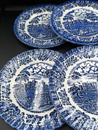 Set platos ingleses Hostess Azul y Blanco