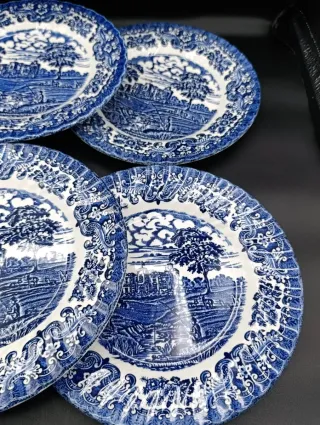 Set platos ingleses Hostess Azul y Blanco