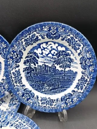 Set platos ingleses Hostess Azul y Blanco