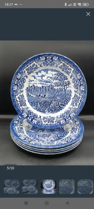 Set platos ingleses Hostess Azul y Blanco