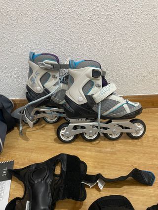 Patines en línea talla 39 con cascos y protección