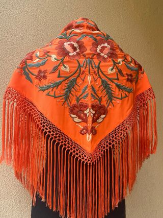 Mantoncillo Flamenca Bordado Naranja