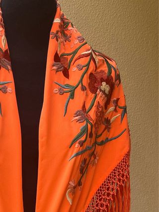 Mantoncillo Flamenca Bordado Naranja