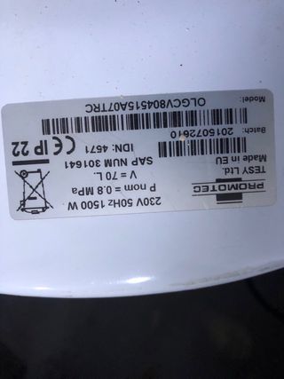 Termo eléctrico blanco 70 L