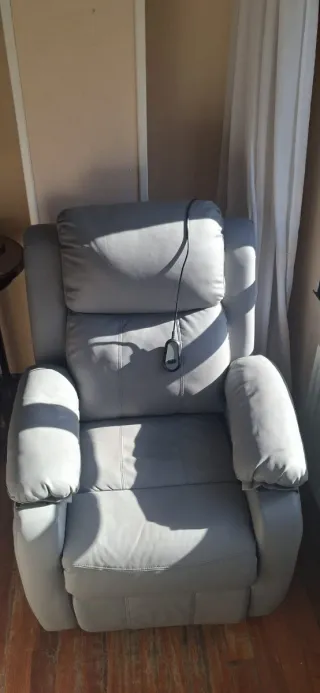 Sillón Relax Levanta Personas Piel Sintética Gris