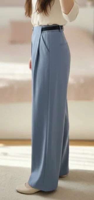 Pantalón de pinzas azul con cinturón