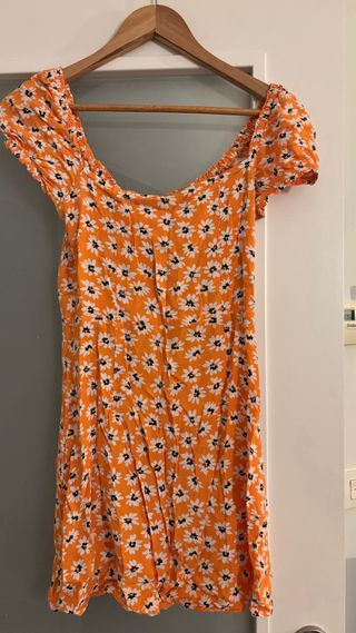 Vestido Bershka floral naranja S