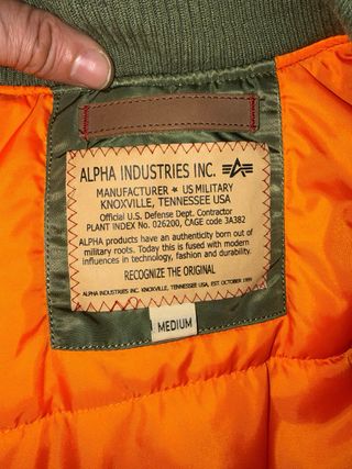 Chaqueta Alpha Industries Verde Talla M,slim fit