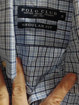 Camisa Polo Club Hombre Cuadros Azul Blanca