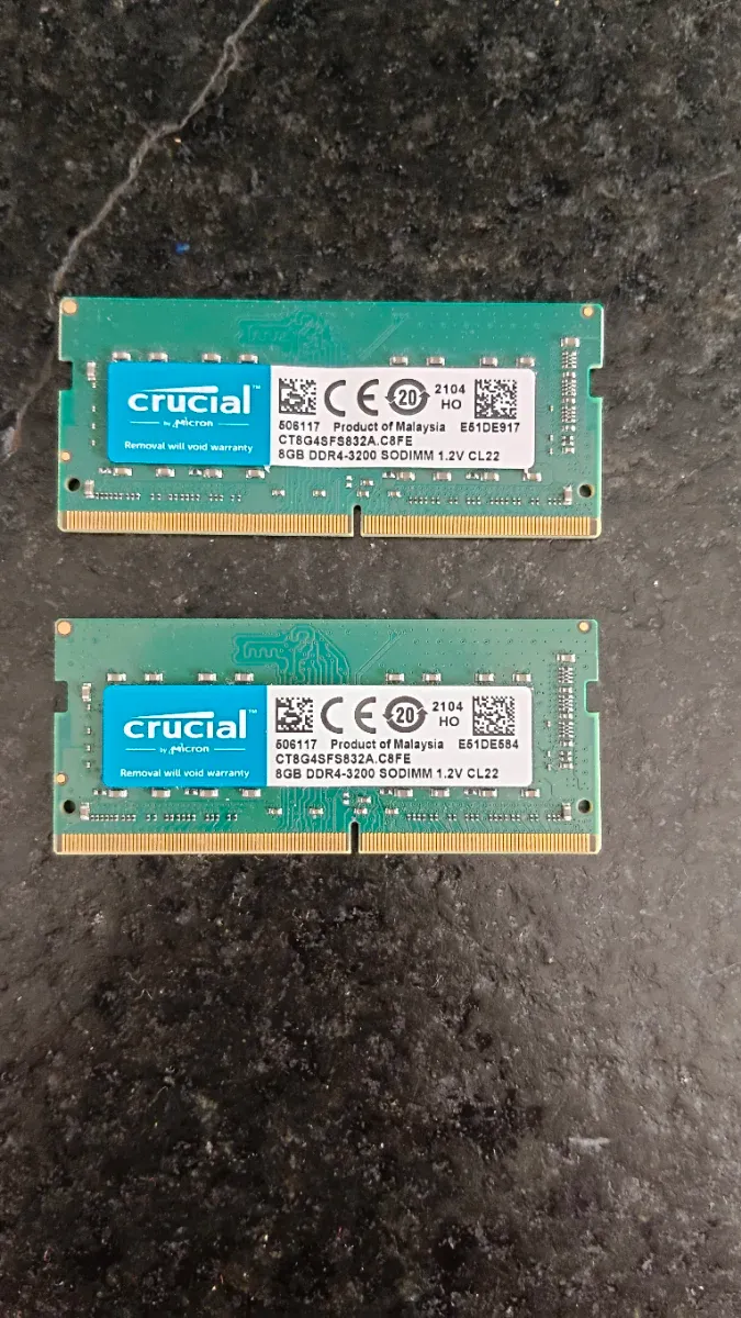 2x Crucial 8GB DDR4 3200 SODIMM RAM