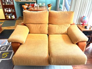 Sofá 2 plazas extensible naranja