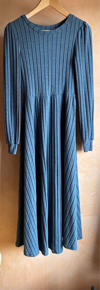 Vestido azul M/L tejido acanalado