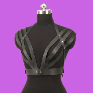 Harness Lingerie sexy body cintura pelle seno rock