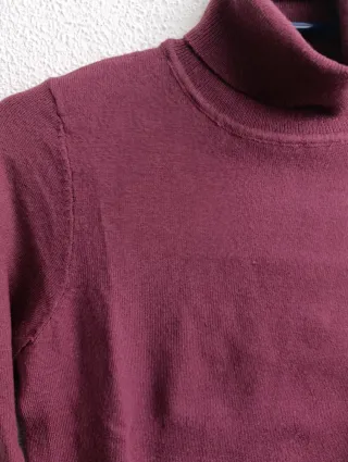 Talla S Jersey cuello alto mujer granate