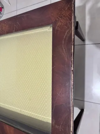 Tavolo in legno e vetro molato