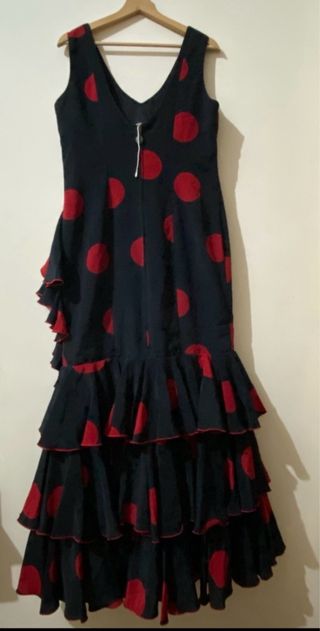 Vestido Flamenco Negro con Lunares Rojos