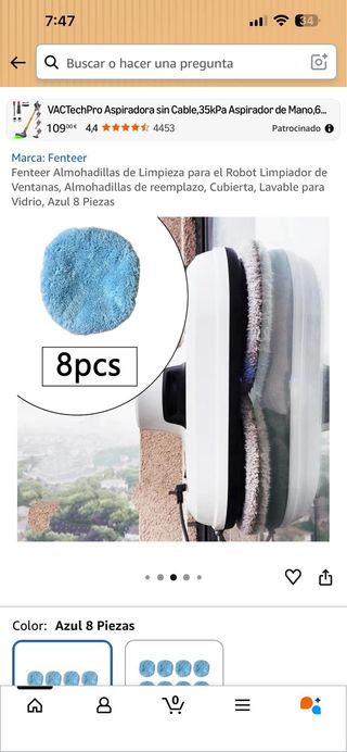 Almohadillas Limpieza Robot Azul 8 Piezas