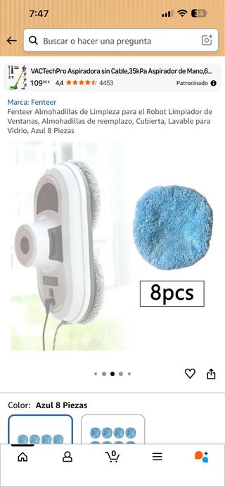 Almohadillas Limpieza Robot Azul 8 Piezas