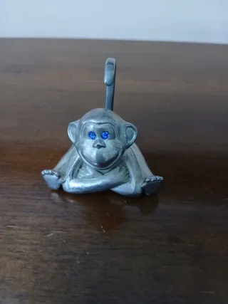 Porta anelli vintage scimmia con occhi blu