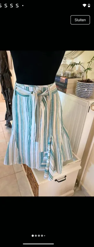 Falda WE Fashion rayas verde algodón ramie