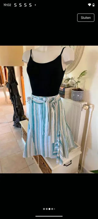 Falda WE Fashion rayas verde algodón ramie