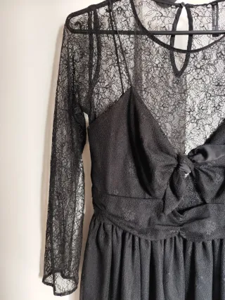 Abito Zara nero pizzo manica lunga