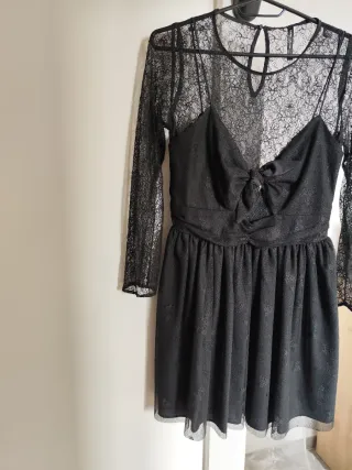 Abito Zara nero pizzo manica lunga