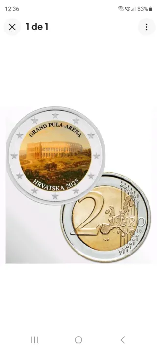 Moneda 2 Euros Croacia 2025 Pula Arena