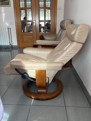 Sofá 2 plazas y butaca piel reclinables