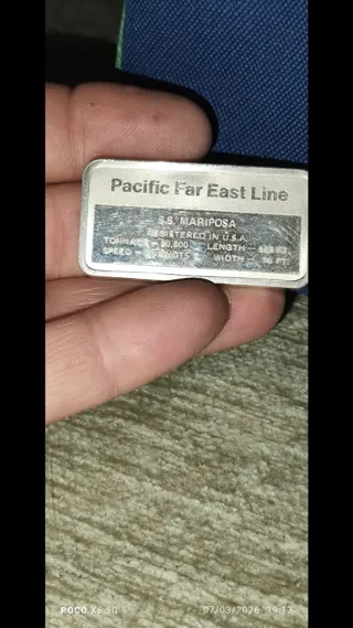 Barra Plata S.S. Mariposa Pacific Far East Line