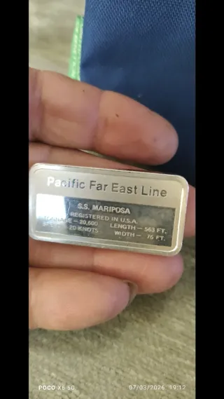 Barra Plata S.S. Mariposa Pacific Far East Line