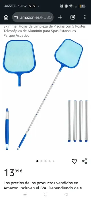 Red Limpia Piscina Telescópica Aluminio