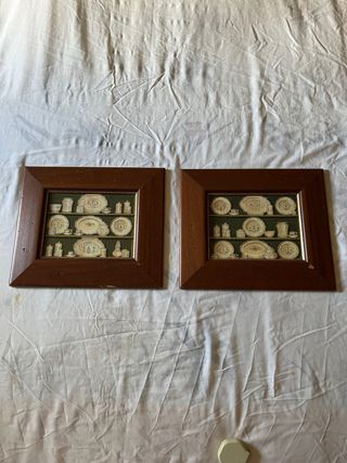 Par Cuadros Antiguos Vajilla
