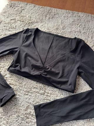 Top Gymshark manga larga negro