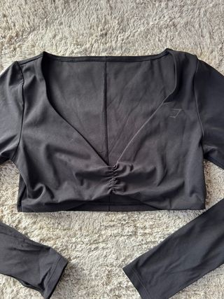 Top Gymshark manga larga negro