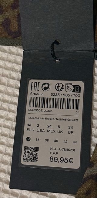 Vestido Massimo Dutti Seda Animal Print Talla Únic