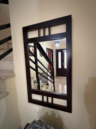 Conjunto mesa y espejo recibidor madera