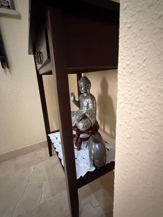 Conjunto mesa y espejo recibidor madera