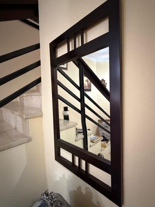 Conjunto mesa y espejo recibidor madera