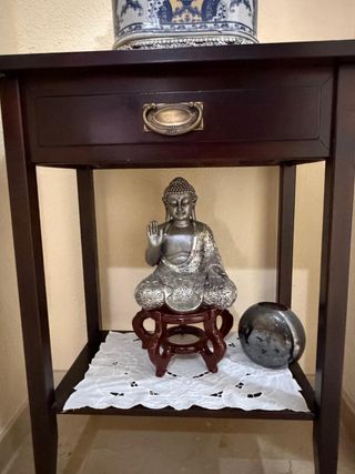 Conjunto mesa y espejo recibidor madera